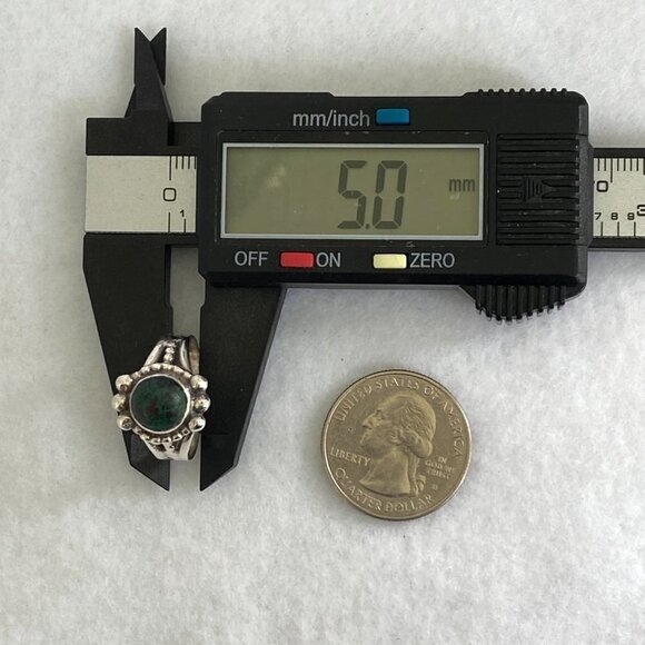 VTG Sterling Silver 925 Southwest Round Chrysocolla Split Shank Ring Sz 7.25 - Picture 14 of 16